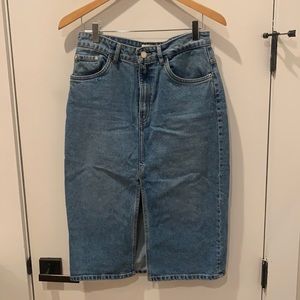 Zara Denim Midi Skirt